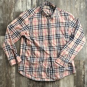 Burberry Beige and Pink Plaid Shirt